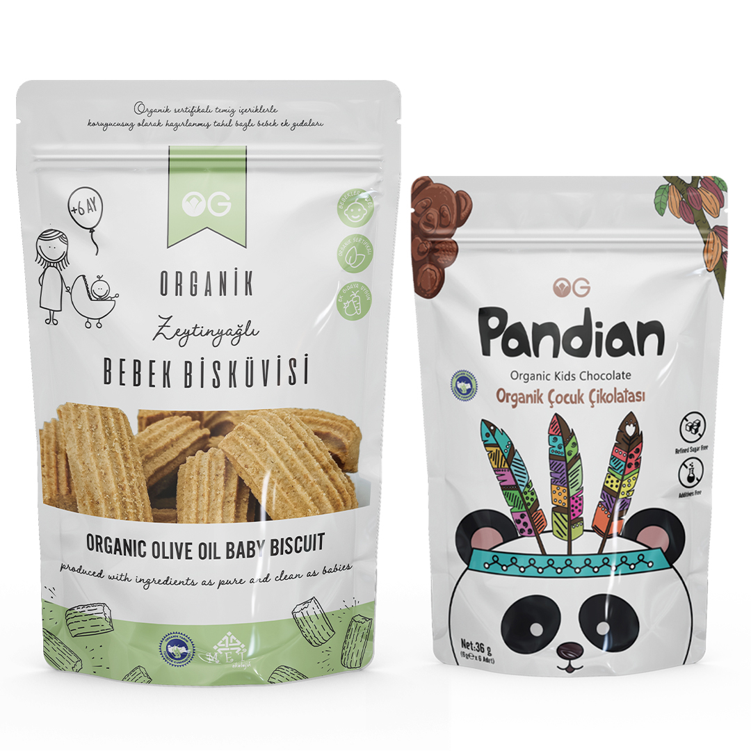 Organik Pandian Çocuk Çikolatası Ve Organik Bebek Bisküvisi Seti