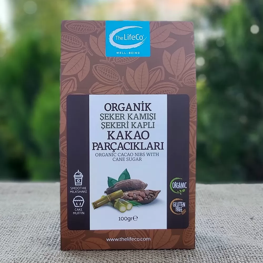 Organik Şeker Kamışı Şekeri Kaplı Kakao Parçacıkları The Lifeco 100 GR